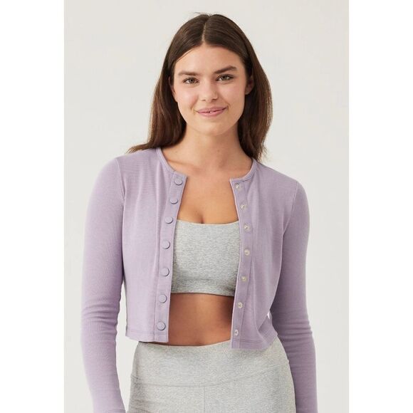 Outdoor Voices Cozy Ribbed Cropped Cardigan Sz  Small NWT - Picture 1 of 7